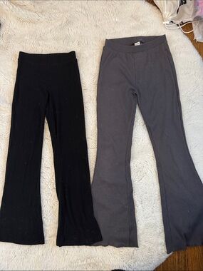 H&M and Lindex Girls Black Flare Leggings - Black & Gray